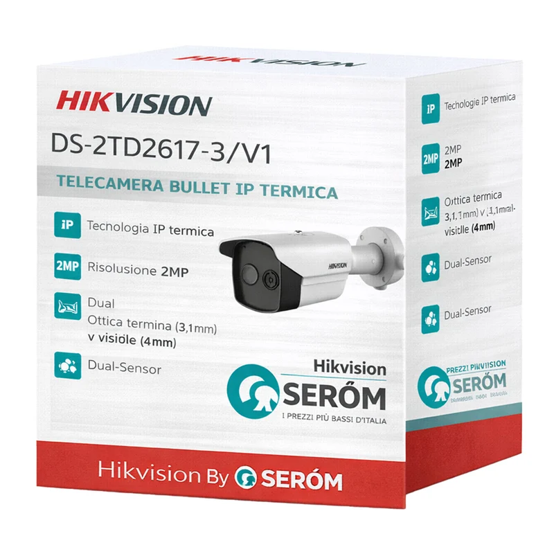 DS-2TD2617-3/V1 Termica IP PoE Bullet Bi-Spectrum NETD<40mK 2MP Allarme Incendio IP66 DeepinView - Hikvision
