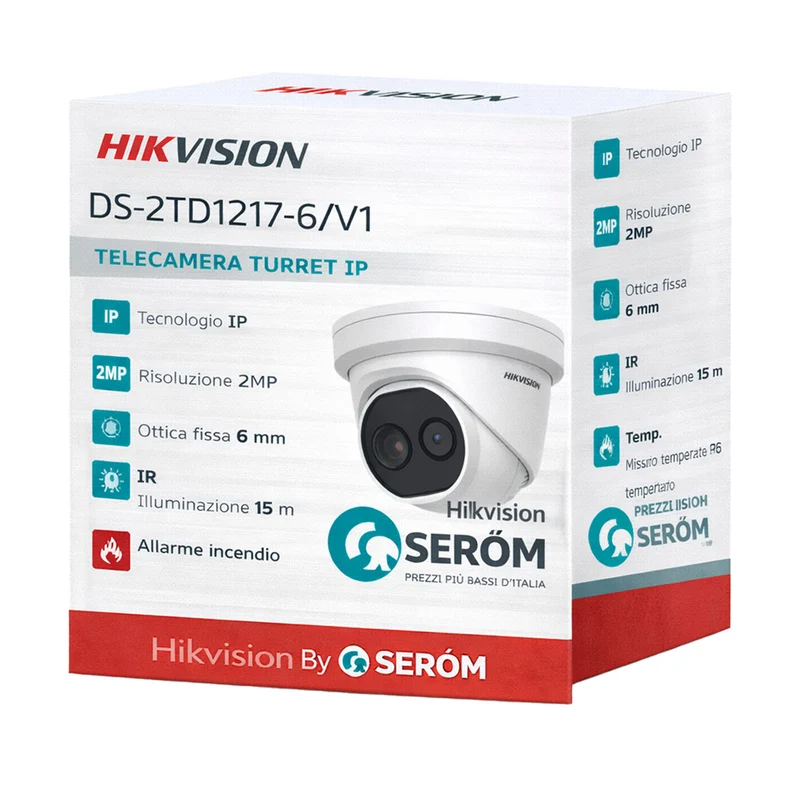 DS-2TD1217-6/V1 Termica Bi-Spectrum IP PoE 160x120 + 2MP NETD<40mK Allarme Incendio IP67 DeepinView - Hikvision
