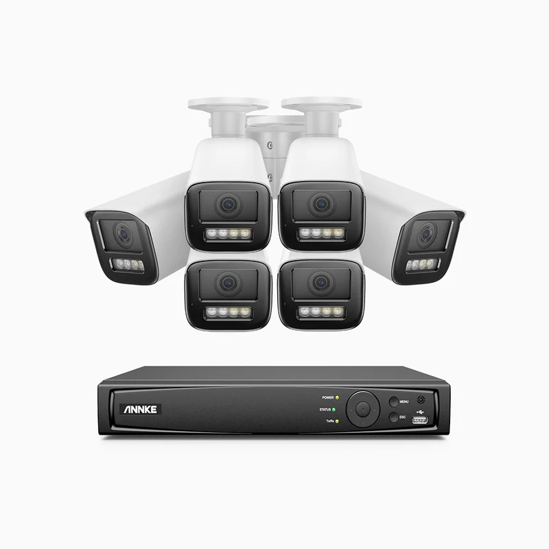HZ804 - 4K 8 Channel 6 Cameras PoE Security System, 4X Optical Zoom, 2.8 - 12 MM Motorized Varifocal Lens, Smart Dual Light Night Vision, Motion Detection 2.0, Built-in Microphone, Siren & Strobe Alarm, Upgraded Version