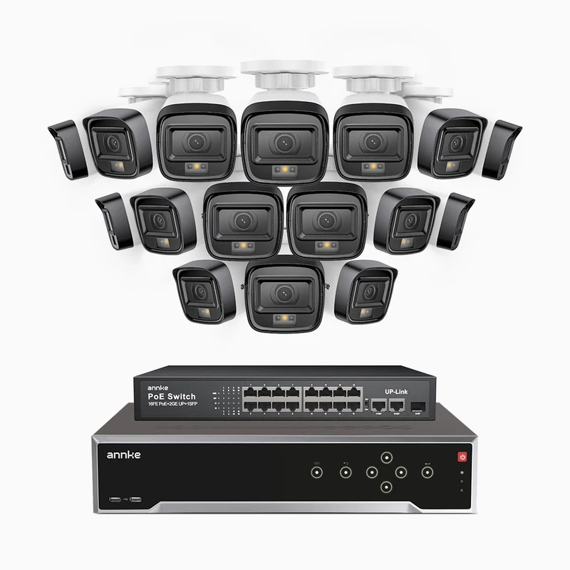 H500 - 3K Super HD 32 Channel 16 Cameras PoE Security System, Color & IR Night Vision, 3072 × 1728 @ 20fps, Smart Human & Vehicle Detection, Built-in Microphone, IP67
