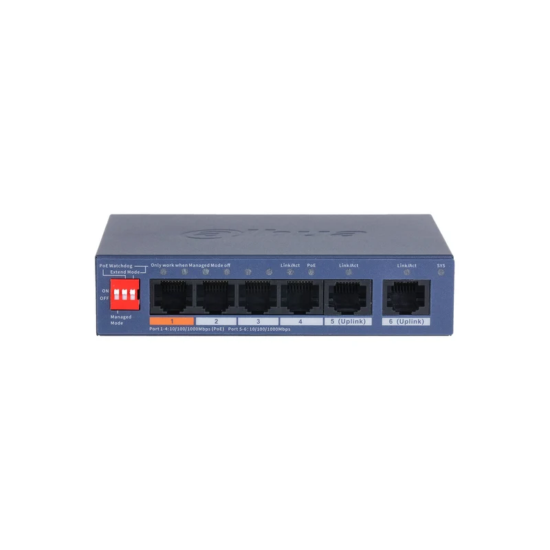 Switch CS4006-4GT-60-V2 Gigabit PoE Cloud 4 Porte 60W con DoLynk, Hi-PoE e VLAN - Dahua