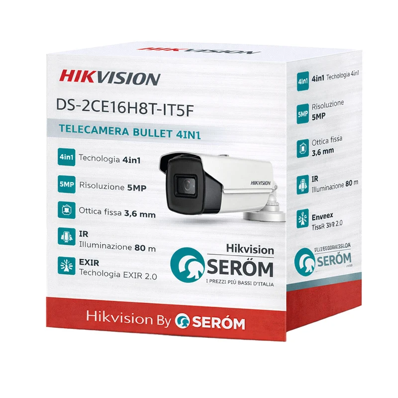 DS-2CE16H8T-IT5F 5MP 4in1 Bullet 3.6mm Ultra Low Light EXIR 80m WDR 130dB IP67 TVI/AHD/CVI/CVBS- Hikvision