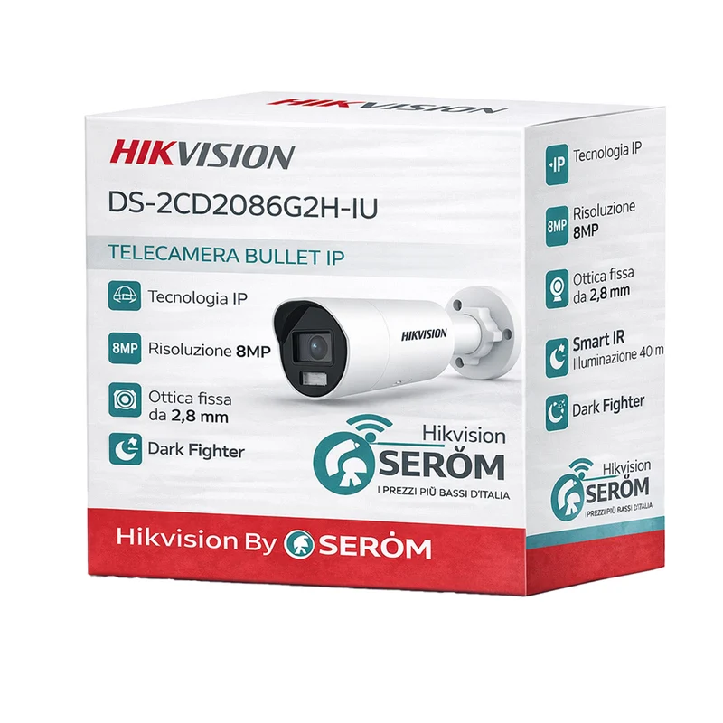 DS-2CD2086G2H-IU 8MP 4K IP PoE Bullet 2.8mm IR 40m Face Detection WDR 120dB H.265+ IP67 - Hikvision