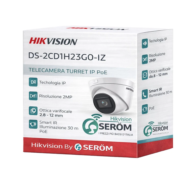 DS-2CD1H23G0-IZ 2MP Full HD IP PoE Turret Varifocale Motorizzata 2.8-12mm IR 30m ONVIF IP67 H.265+ - Hikvision
