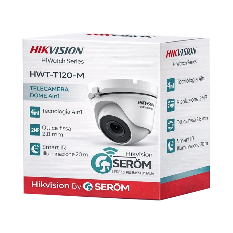 HWT-T120-M - Telecamera 4in1 dome ottica fissa 2.8mm 2MP IR 20m Serie HiWatch - Hikvision