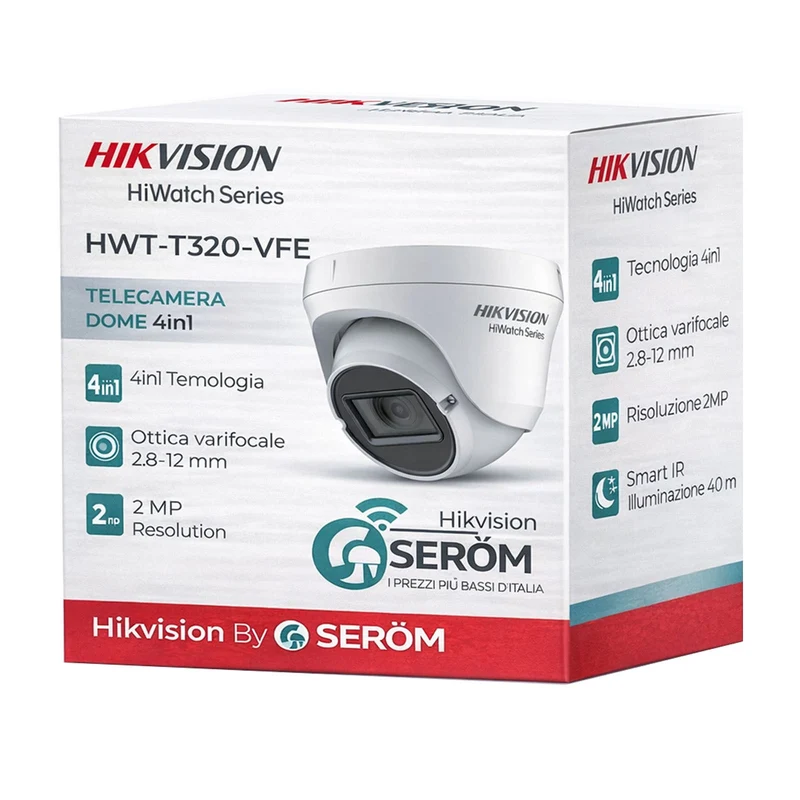 HWT-T320-VF - Telecamera 4in1 dome ottica varifocale 2.8-12mm 2MP IR 40m Serie HiWatch - Hikvision