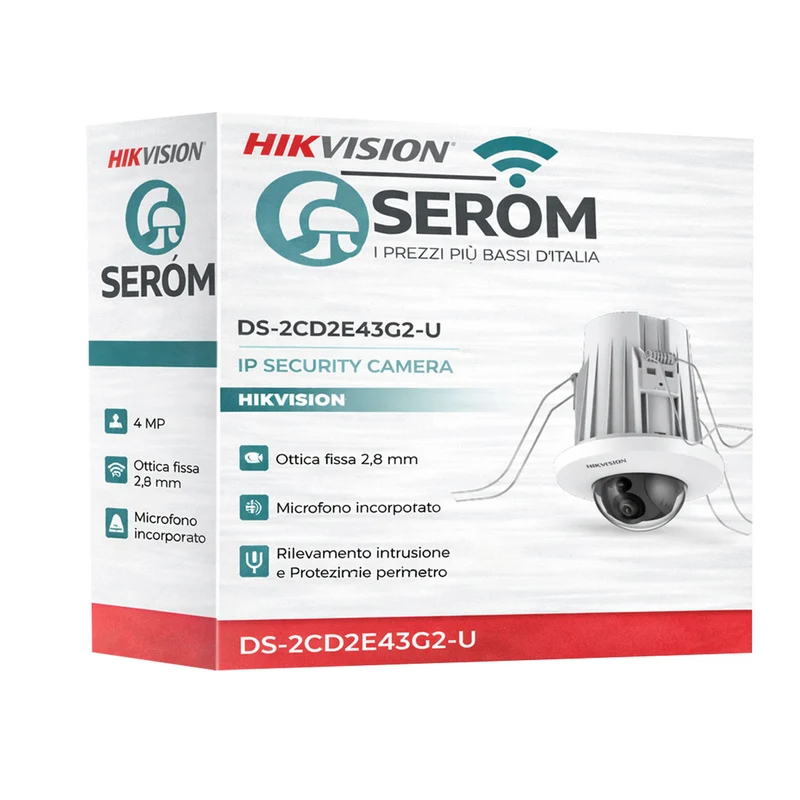 DS-2CD2E43G2-U 4MP Dome IP da Incasso 2.8mm con Microfono, WDR 120dB e H.265+ - Hikvision