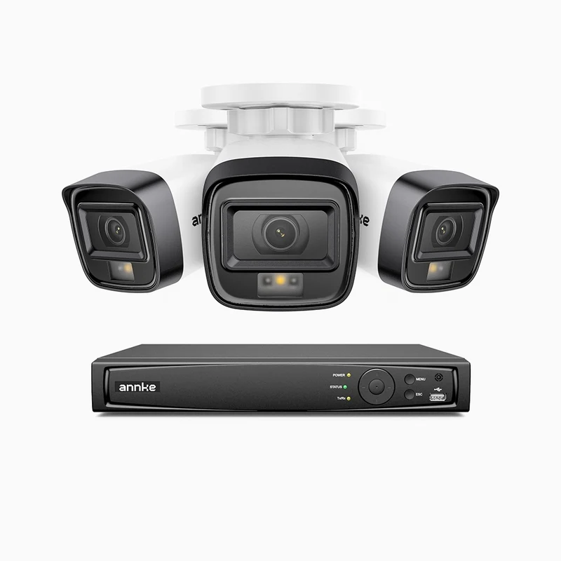 H500 - 3K Super HD 4 Channel 3 Cameras PoE Security System, Color & IR Night Vision, 3072 × 1728 @ 20fps, Smart Human & Vehicle Detection, Built-in Microphone, IP67