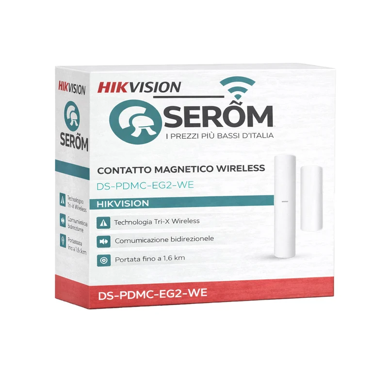 DS-PDMC-EG2-WE - Contatto Magnetico Wireless 868MHz Tri-X per Porte e Finestre - Hikvision