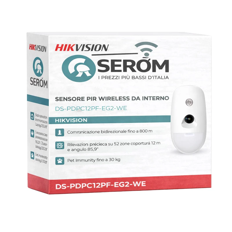 DS-PDPC12PF-EG2-WE - Sensore PIR Wireless con Telecamera a Colori 868MHz Pet Immune - Hikvision