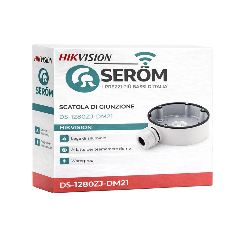 DS-1280ZJ-DM21 - Scatola di Giunzione Waterproof in Alluminio per Telecamere Dome Bianca - Hikvision