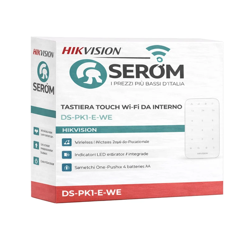 DS-PK1-E-WE - Tastiera Touch WiFi Wireless 868MHz per Allarme con Funzioni One-Push - Hikvision