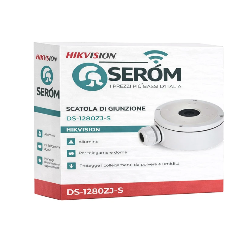 DS-1280ZJ-S - Scatola di Giunzione in Alluminio per Telecamere Dome da Interno ed Esterno - Hikvision