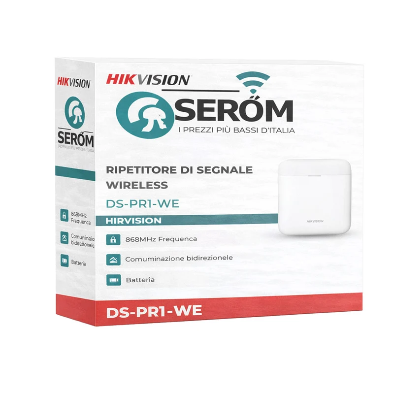 DS-PR1-WE - Ripetitore Segnale Wireless 868MHz per Allarme AXPro con Comunicazione Bidirezionale - Hikvision