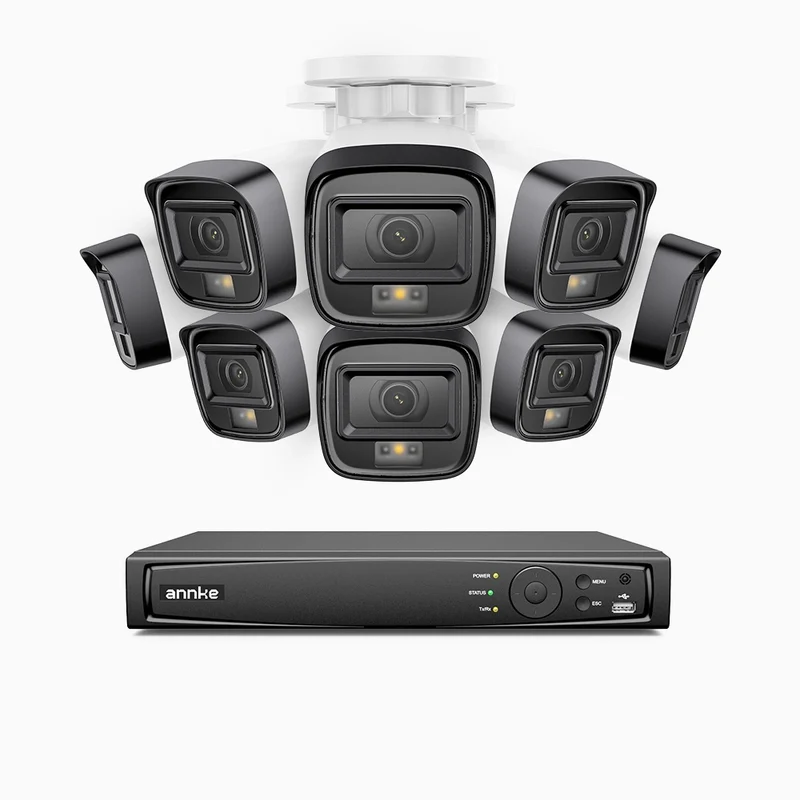 H500 - 3K Super HD 16 Channel 8 Cameras PoE Security System, Color & IR Night Vision, 3072 × 1728 @ 20fps, Smart Human & Vehicle Detection, Built-in Microphone, IP67
