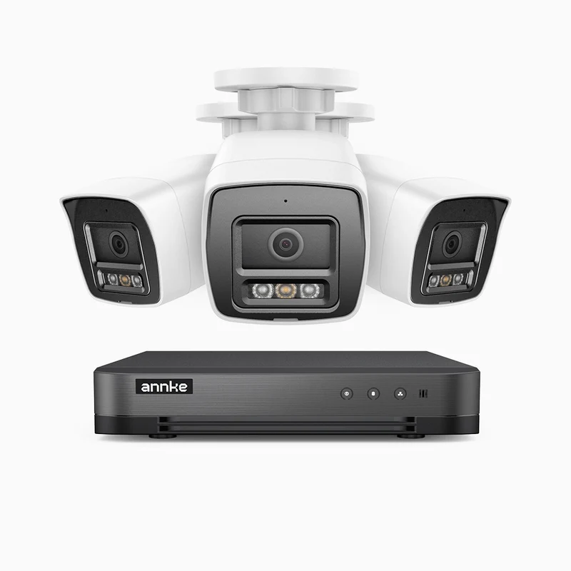 H800 - 4K 8 Channel 3 Cameras PoE Security System, Human & Vehicle Detection, Built-in Mic & SD Card Slot, Color & IR Night Vision, RTSP Supported