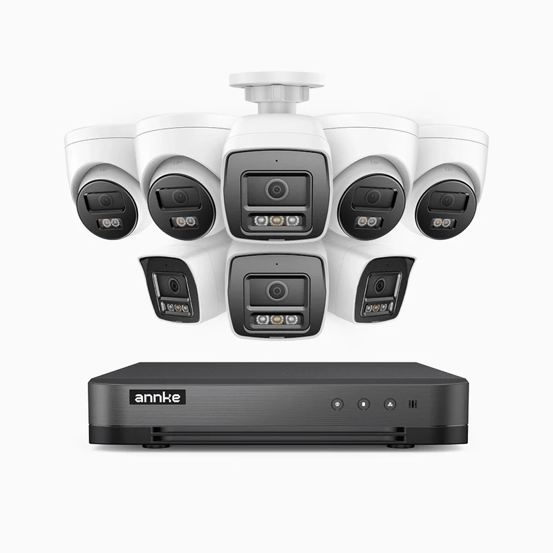 H800 - 4K 8 Channel PoE Security System with 4 Bullet & 4 Turret Cameras, Human & Vehicle Detection, Color & IR Night Vision, Built-in Mic, RTSP Supported