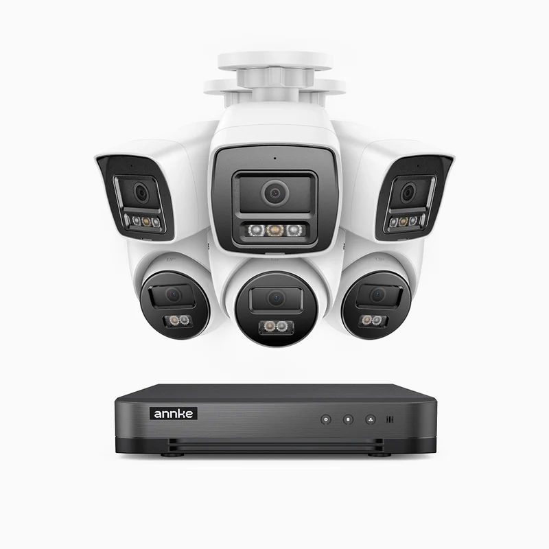 H800 - 4K 8 Channel PoE Security System with 3 Bullet & 3 Turret Cameras, Human & Vehicle Detection, Color & IR Night Vision, Built-in Mic, RTSP Supported