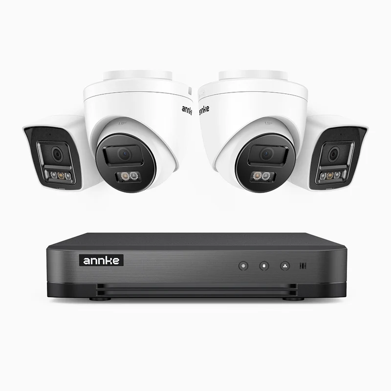 H800 - 4K 8 Channel PoE Security System with 2 Bullet & 2 Turret Cameras, Human & Vehicle Detection, Color & IR Night Vision, Built-in Mic, RTSP Supported