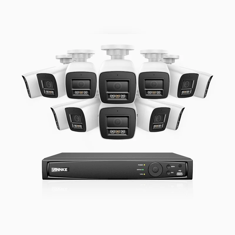 H800 - 4K 16 Channel 12 Cameras PoE Security System, Human & Vehicle Detection, Built-in Micphone, Color & IR Night Vision, RTSP Supported