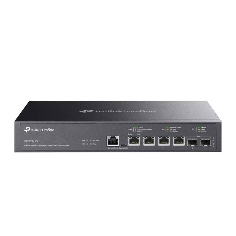 SX3206HPP - Switch Layer 3 Managed PoE++ con 6 Porte 2.5G, 2 Slot SFP+ 10G e Gestione Cloud SDN - Omada