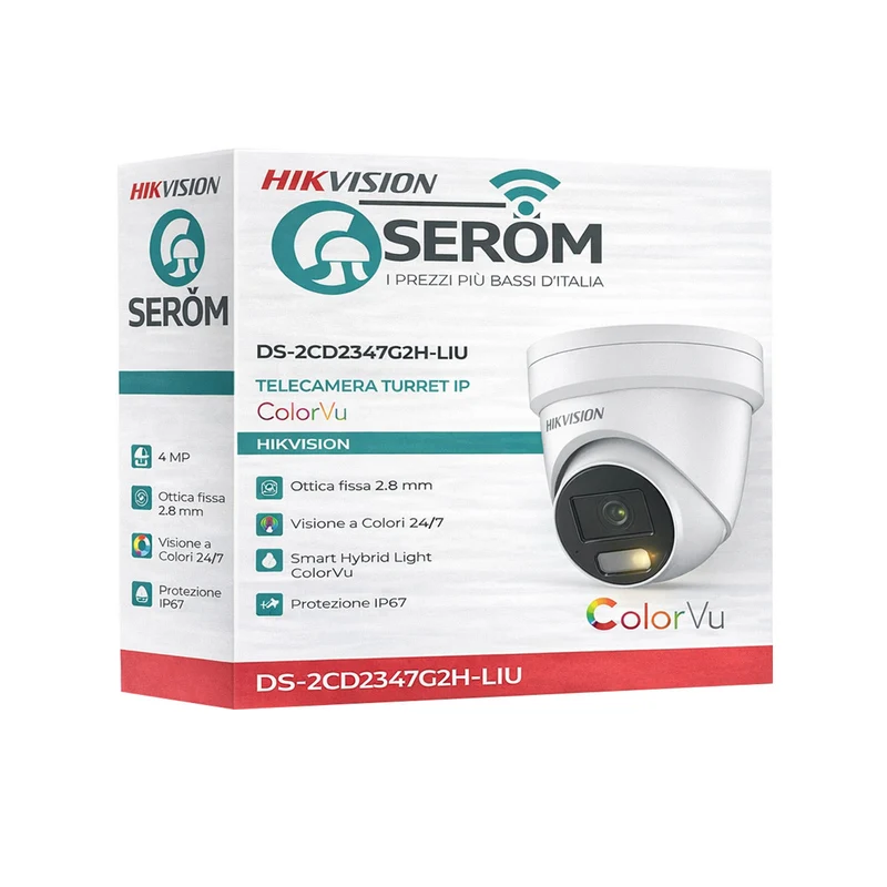 DS-2CD2347G2H-LIU - Telecamera 4MP AI – Turret IP PoE con Smart Hybrid Light ColorVu, WDR 130dB e Audio Integrato - Hikvision