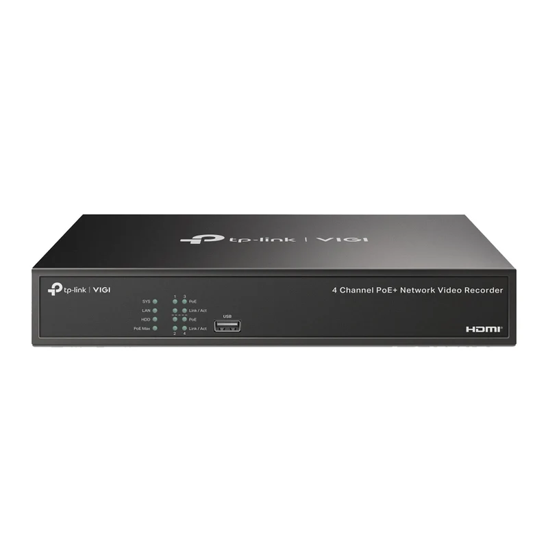 VIGI NVR1004H-4P - NVR IP 4 Canali PoE+ con Supporto 8MP, AI per Rilevamento Persone e Veicoli e Registrazione H.265+