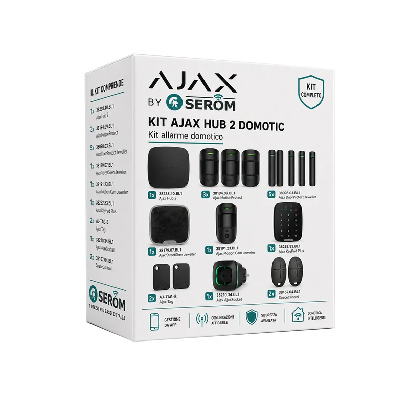 Kit AJAX_HUB_PLUS_B_DOMOTIC - Ajax Kit con Hub Plus domotico colore Nero