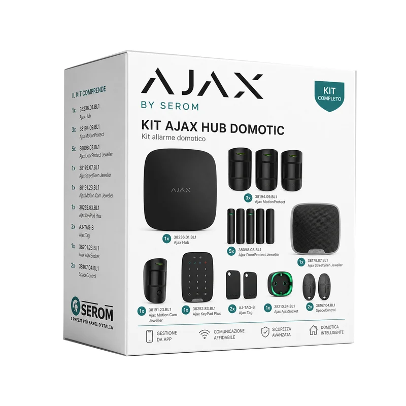 Kit AJAX_HUB_B_DOMOTIC - Ajax Kit con Hub domotico colore Nero