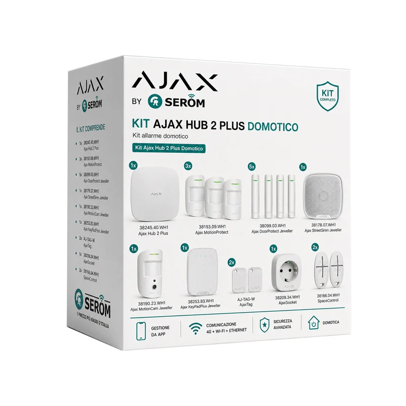 Kit AJAX_HUB_2_PLUS_W_DOMOTIC - Ajax Kit con Hub 2 Plus domotico colore Bianco