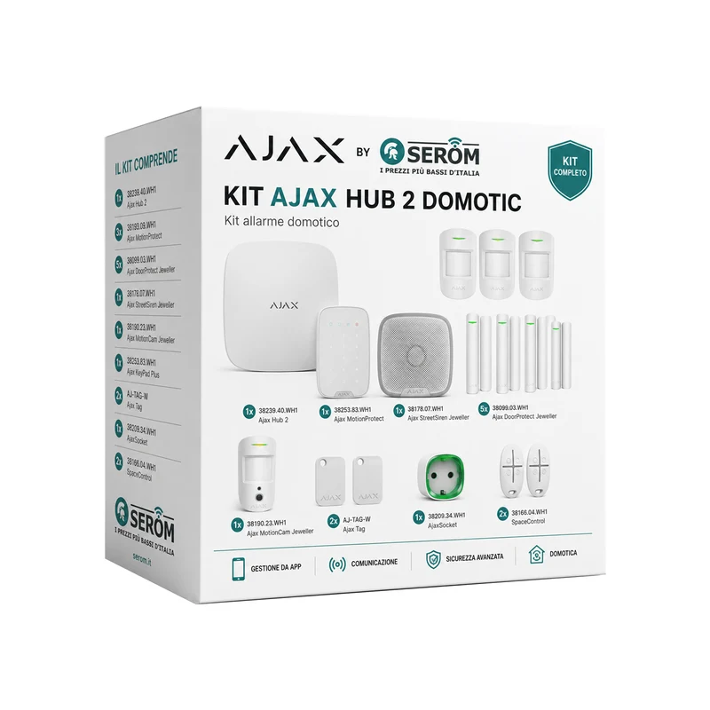Kit AJAX_HUB_2_W_DOMOTIC - Ajax Kit con Hub 2 domotico colore Bianco
