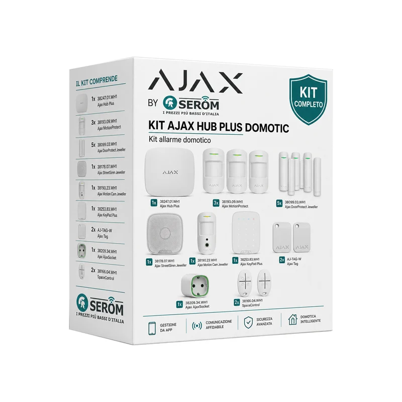 Kit AJAX_HUB_PLUS_W_DOMOTIC - Ajax Kit con Hub Plus domotico colore Bianco