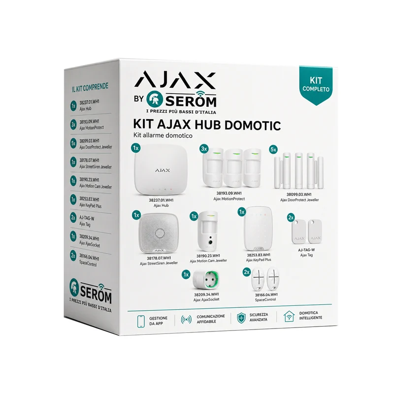 Kit AJAX_HUB_W_DOMOTIC - Ajax Kit con Hub domotico colore Bianco
