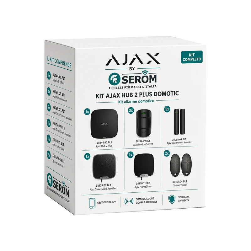Kit AJAX_HUB_2_PLUS_B_FULL - Ajax Kit con Hub 2 Plus Hub2Plus colore Nero