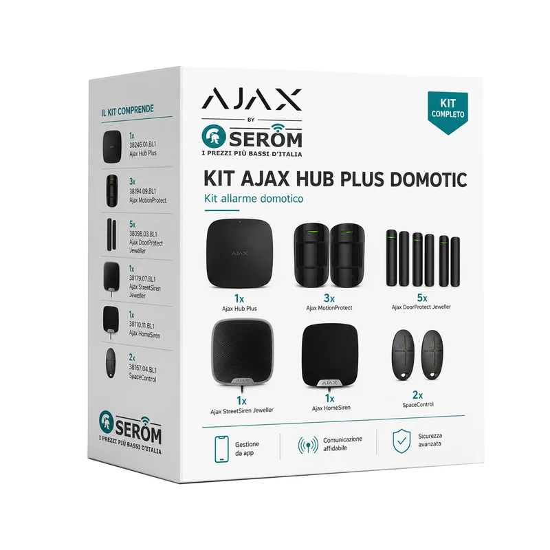 Kit AJAX_HUB_PLUS_B_FULL - Ajax Kit con Hub Plus colore Nero