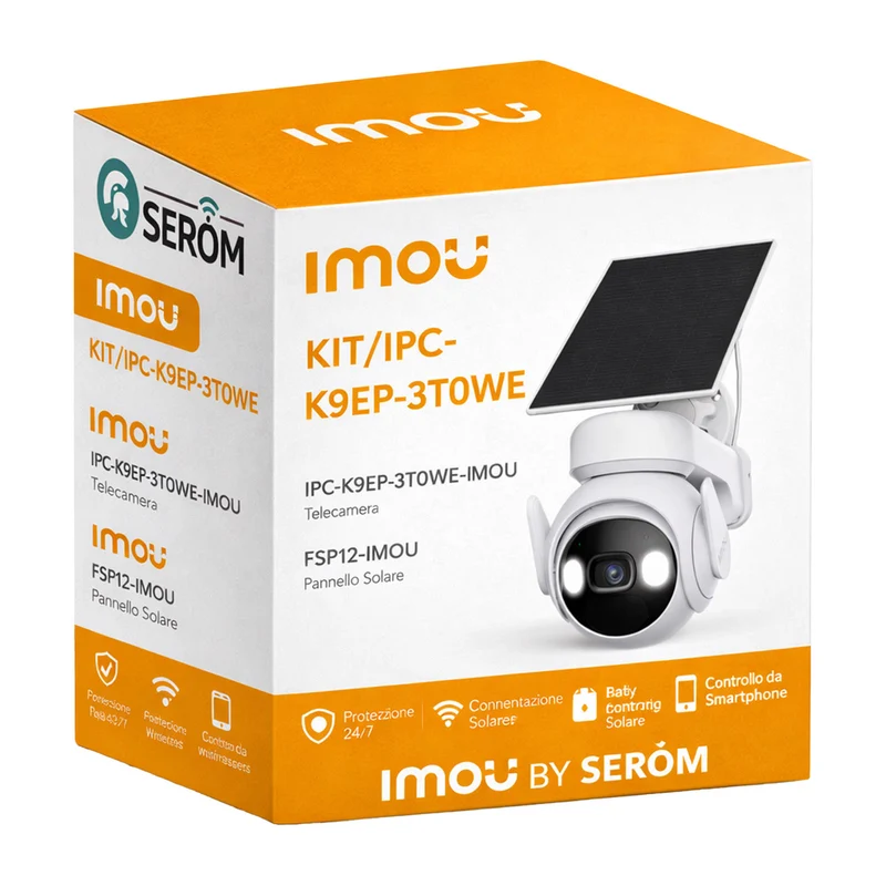 IMOU-KIT/IPC-K9EP-3T0WE/FSP12 - Kit Imou Cell PT 1x pannello solare FSP12 + 1x Telecamera PT Cell Wi-Fi 3MP batteria - Imou