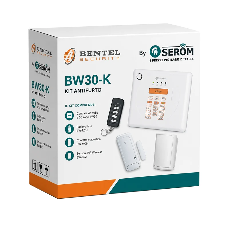 BW30-K - Kit completo centrale wireless PIR 30 zone antifurto sicurezza - Bentel