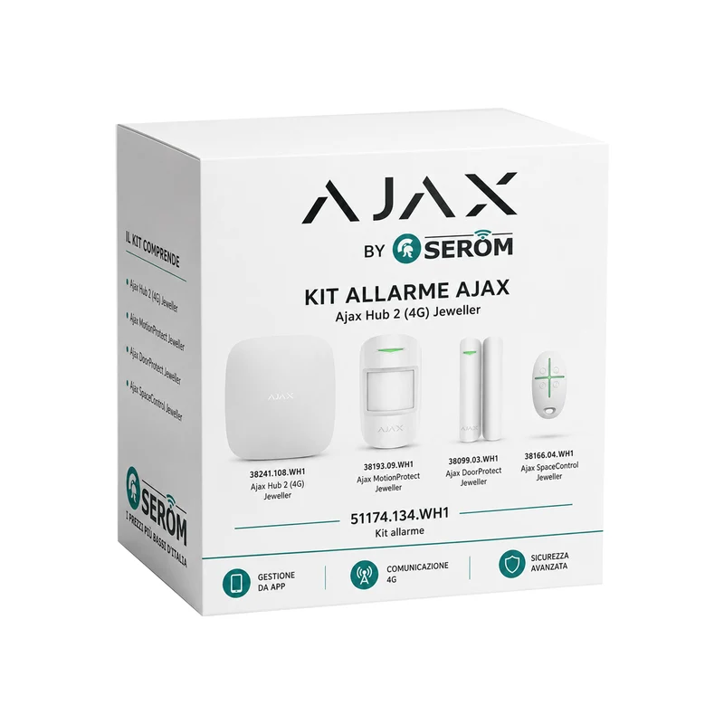 38168.56.WH1 - Ajax Starter Kit 2G di sicurezza domestica intelligente
