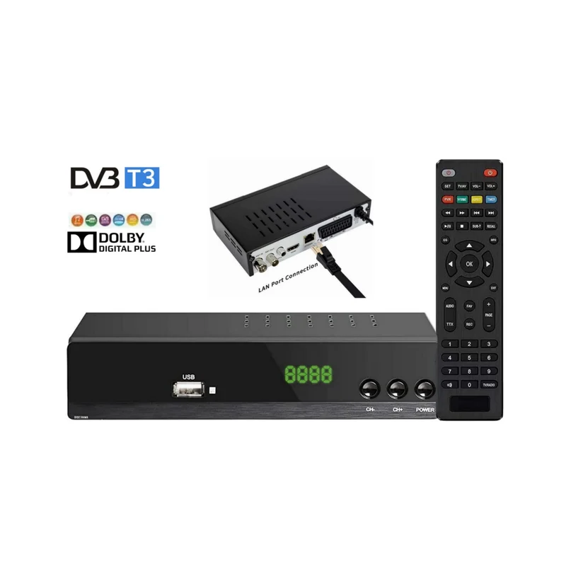 Decoder Digitale Terreste, DVB-T3, Decoder TV, HDMI, 1080p, Accessori, Telecomando