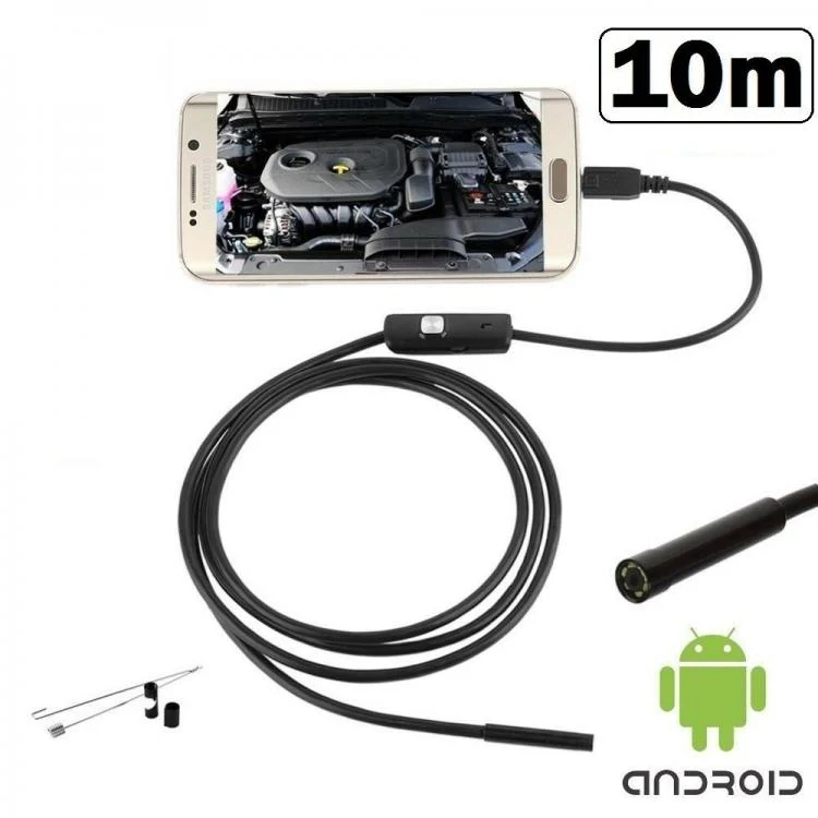 Telecamera Endoscopica Sonda Per Ispezione Usb 10M 6Led Ip67 Android Pc Notebook