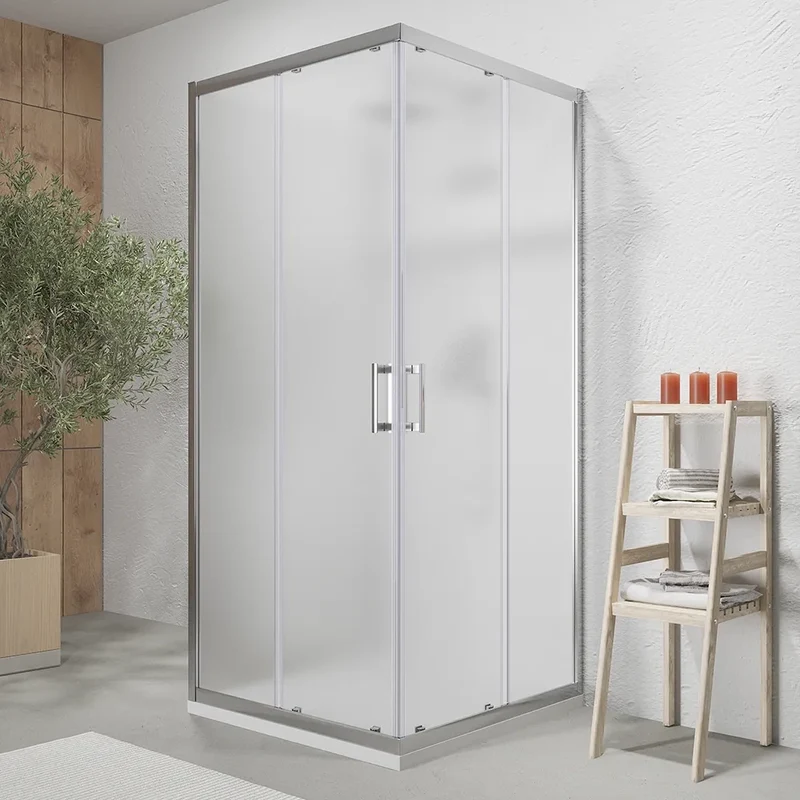 Box doccia cromato 3 lati 70x70x70 cm con doppio scorrevole h190 cm e vetro opaco 6 mm | Tremiti
