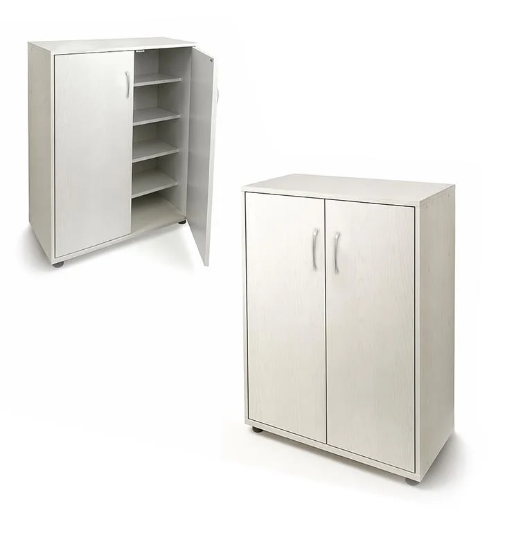 SCARPIERA IN MDF COLOR BIANCO LEGNO CON CINQUE RIPIANI E DUE ANTE DIMENSIONI 60X30X83.5 CM
