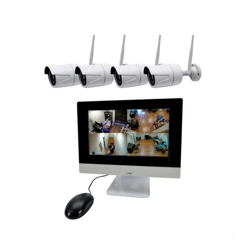 Kit Videosorveglianza x4 Camere + Monitor 10"Pollici, DVR 4 Canali, HD, Mouse