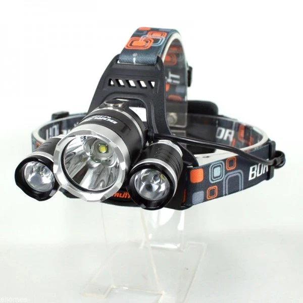 Torcia Lampada Frontale Led Ricaricabile 3 Led 5000 Lumen Cree T6 R5 Testa Casco