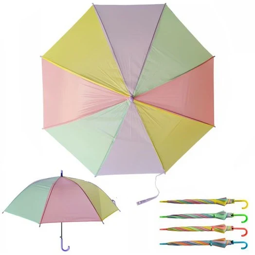 Ombrello Automatico 8 Stecche Con Manico Colorato A Righe Ragazzi Bambini Adulti