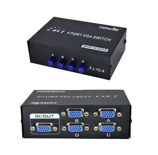 Switch Commutatore Vga 4 Ingressi 1 Uscita Selettore Lcd Tft Video Monitor Pc